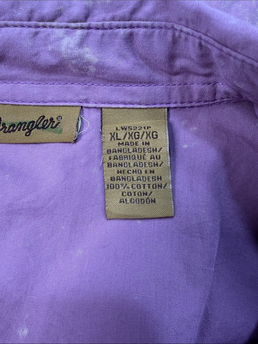 Wrangler Lavender Purple Acid Wash Western Snap Front Long Sleeve Shirt XL - Picture 7 of 9